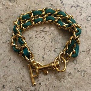 Teal and Gold bracelet weave bracelet
